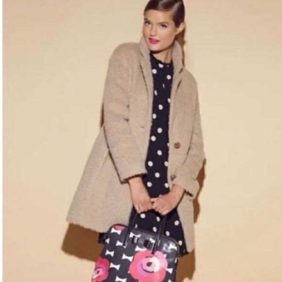 Kate Spade Women’s Size 2 Dizzy Dot Sheath Dress Black Tan 3/4 Sleeve High Neck - Picture 2 of 14